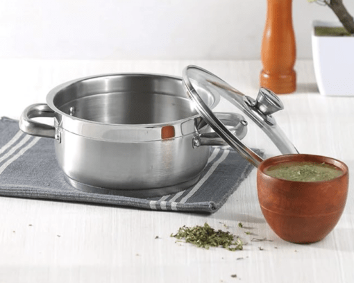 Vinod Cookware Induction friendly Two Tone Saucepot Set, 2-Pieces, 26cm, 7.2 litre with Glass Lid - Image 2